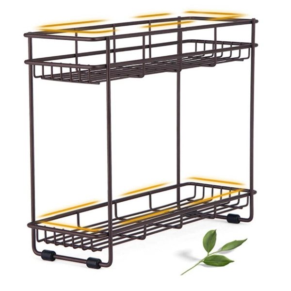 2-Tier Metal Spice Rack Kitchen Bathroom Countertop Storage Organizer Shelf Holder