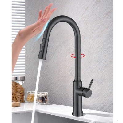 Rubinetto acqua calda e fredda estraibile per cucina, lavello, lavastoviglie, sensore senza contatto, rubinetto cucina touch a 2 funzioni